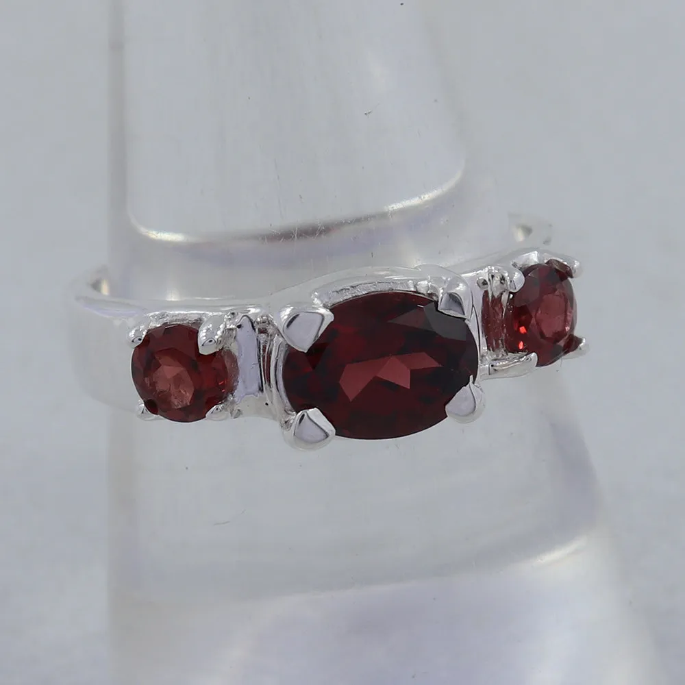 Natural Garnet Gemstone Sterling Silver Ring