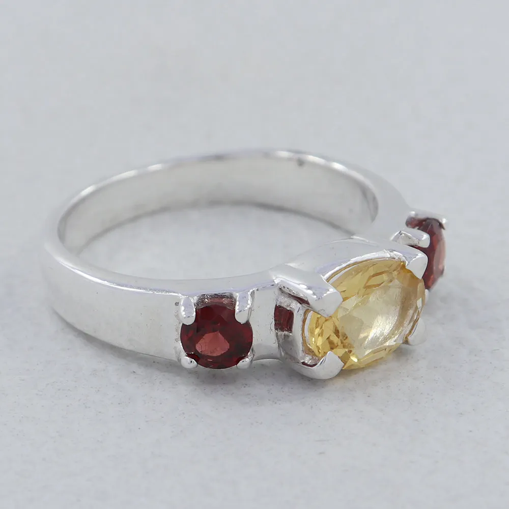 Natural Garnet Gemstone Sterling Silver Ring