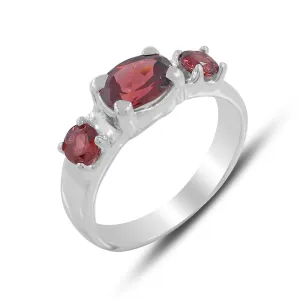 Natural Garnet Gemstone Sterling Silver Ring