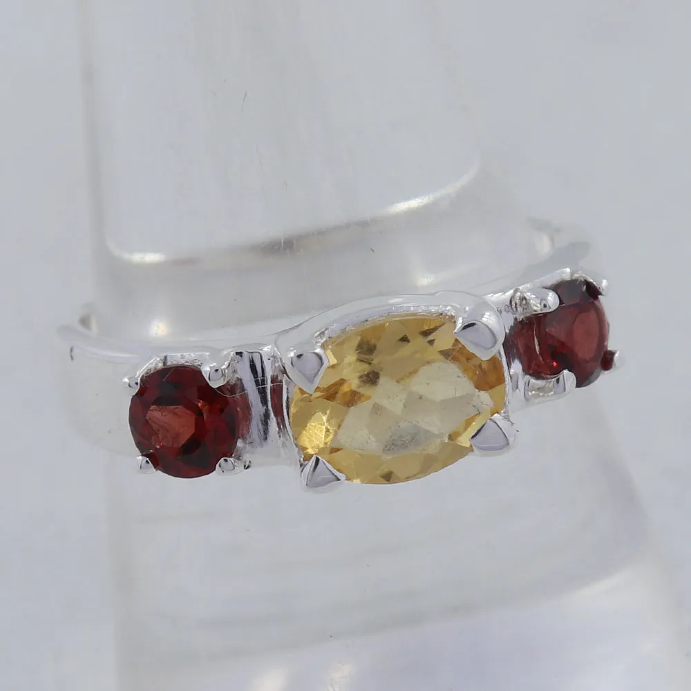 Natural Garnet Gemstone Sterling Silver Ring