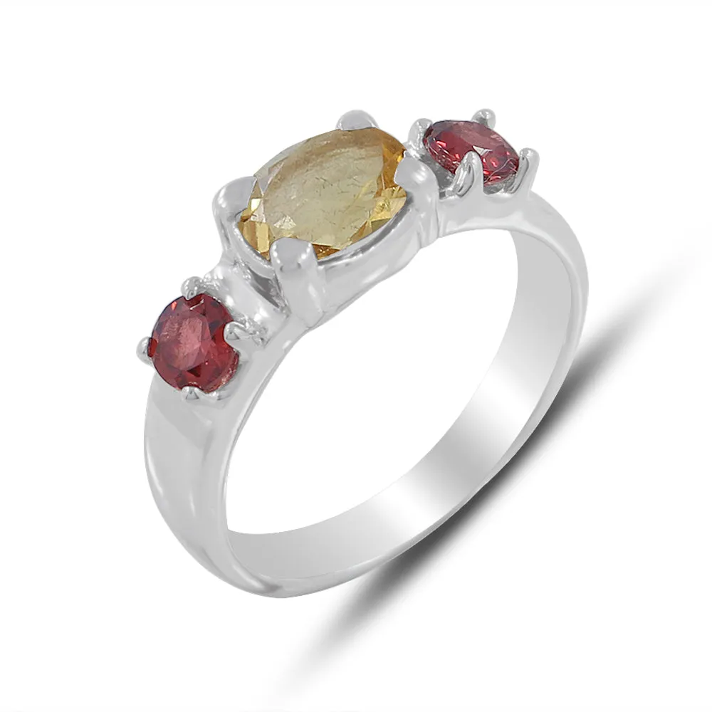 Natural Garnet Gemstone Sterling Silver Ring