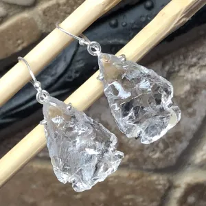Natural Lemurian Crystal Quartz 925 Solid Sterling Silver Earrings 45mm
