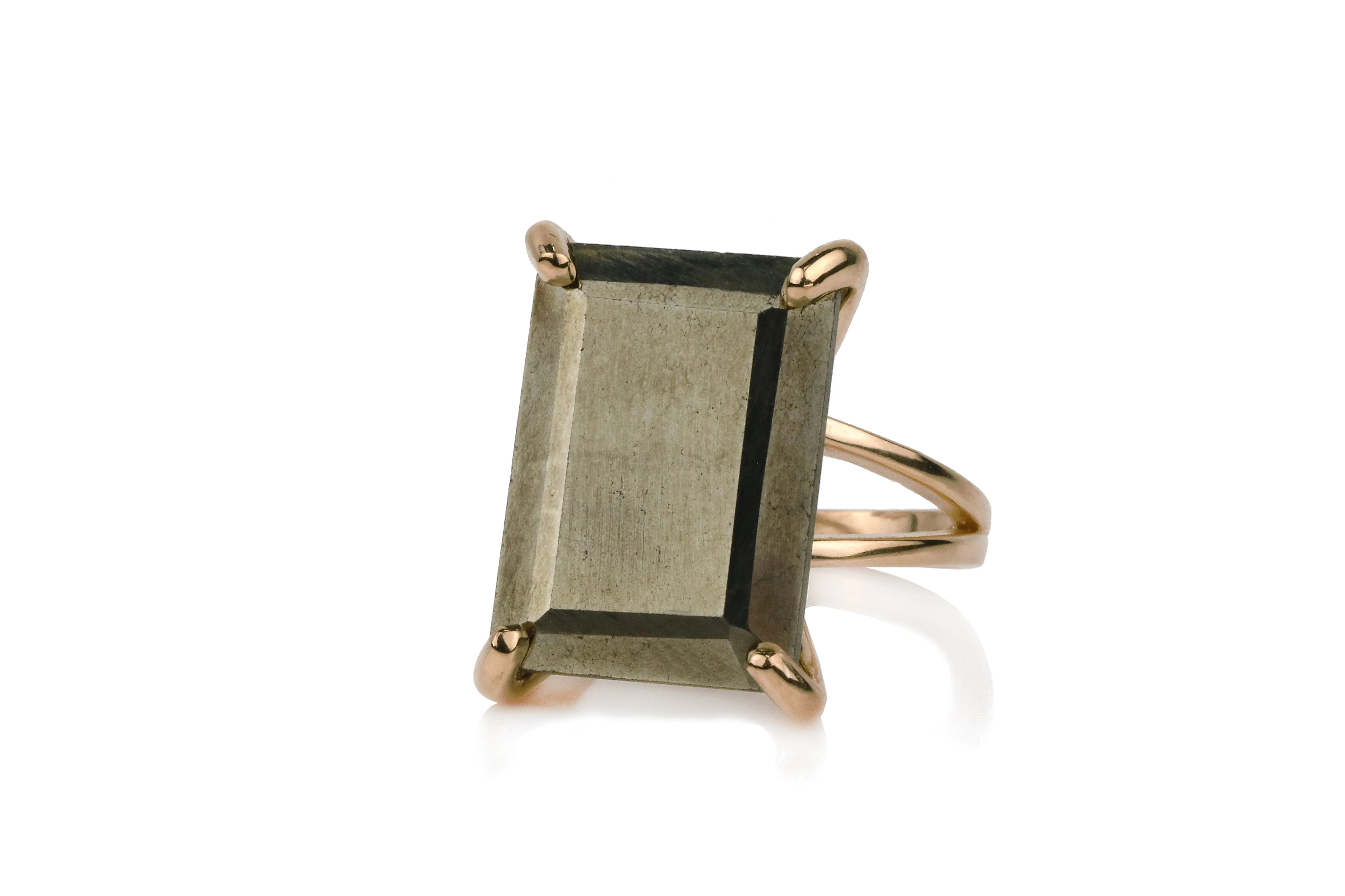 Natural Pyrite Gemstone Rectangle Ring