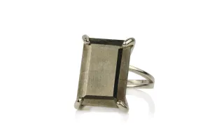Natural Pyrite Gemstone Rectangle Ring