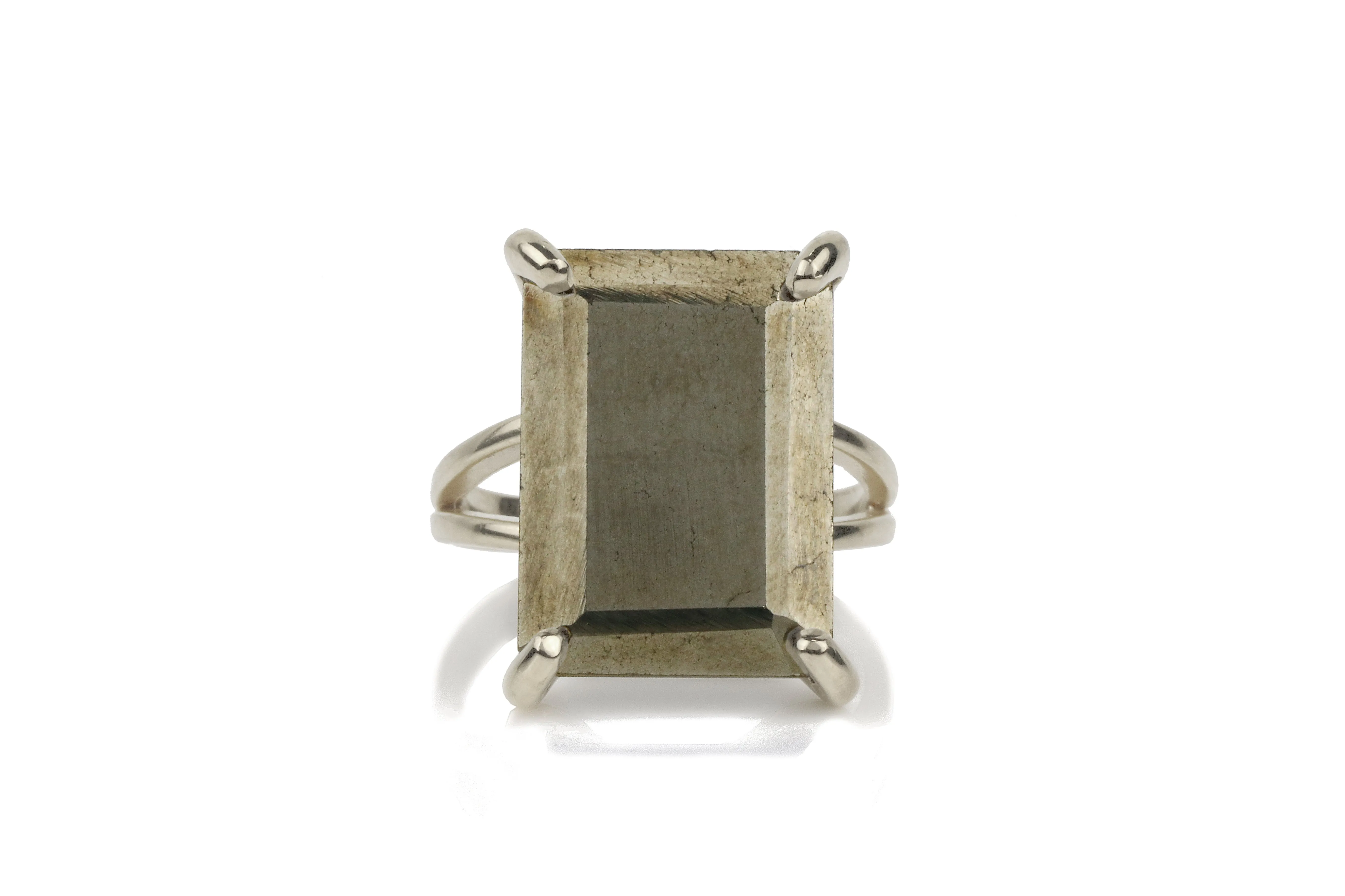 Natural Pyrite Gemstone Rectangle Ring