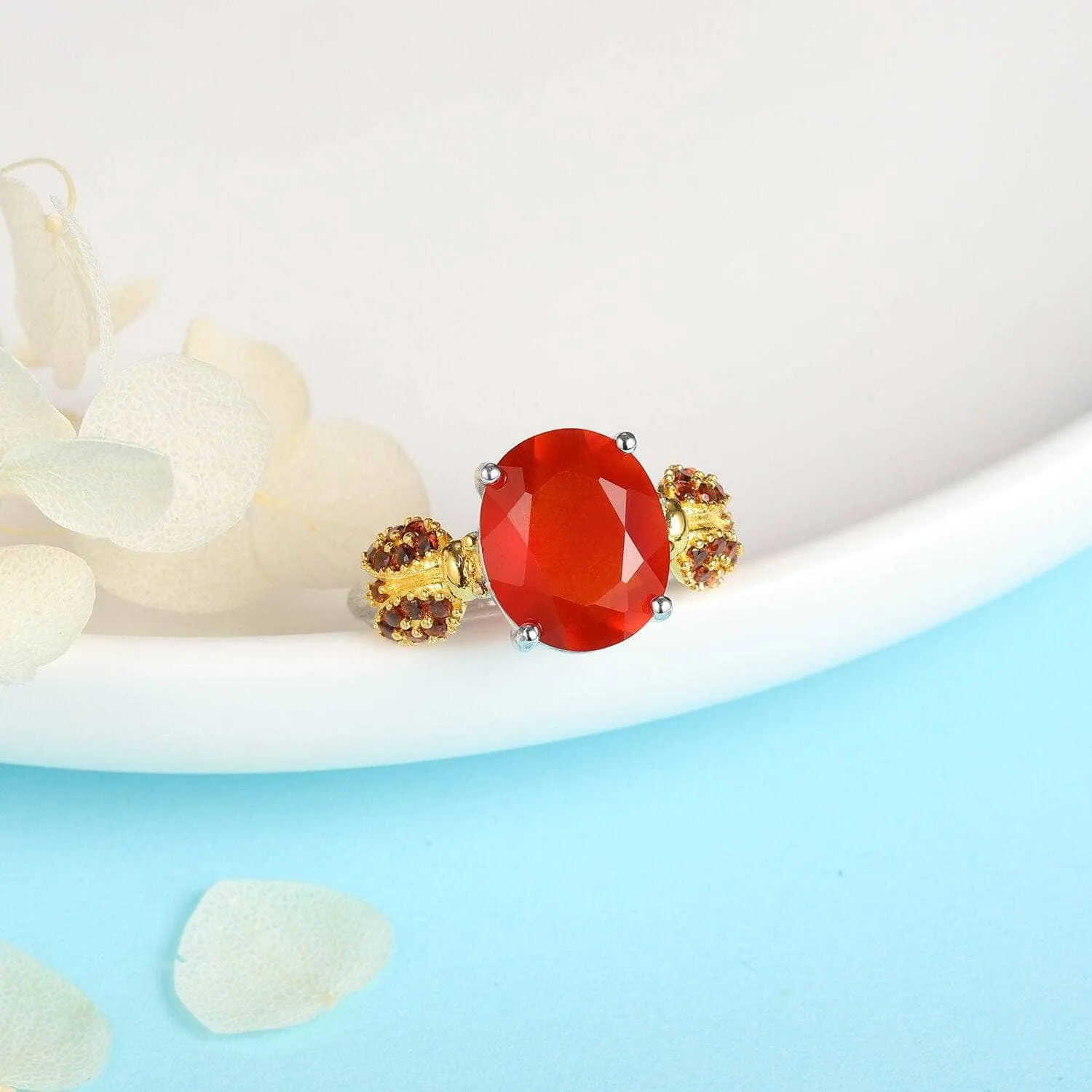 Natural Red Agate Gemstone Adjustable Ring