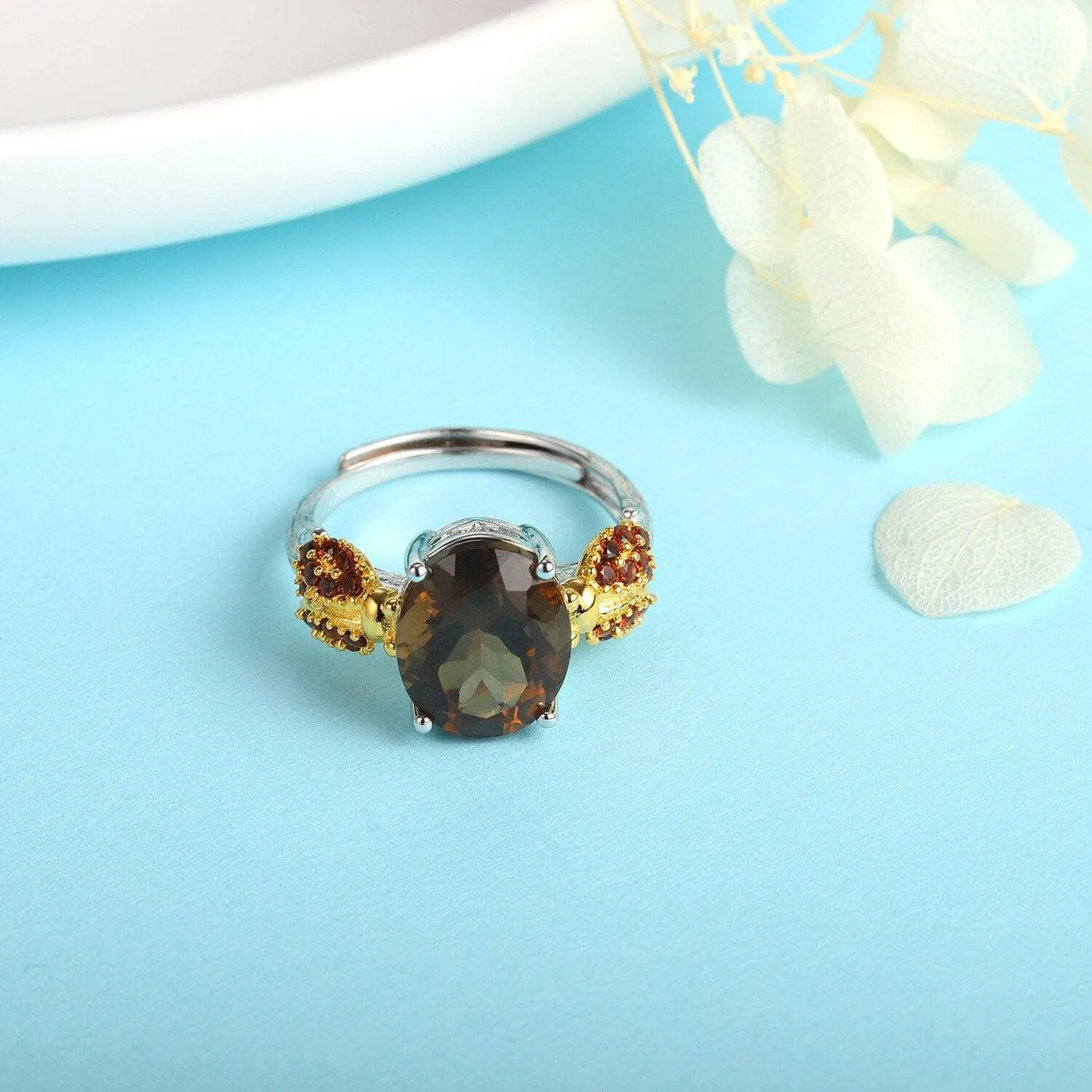 Natural Red Agate Gemstone Adjustable Ring