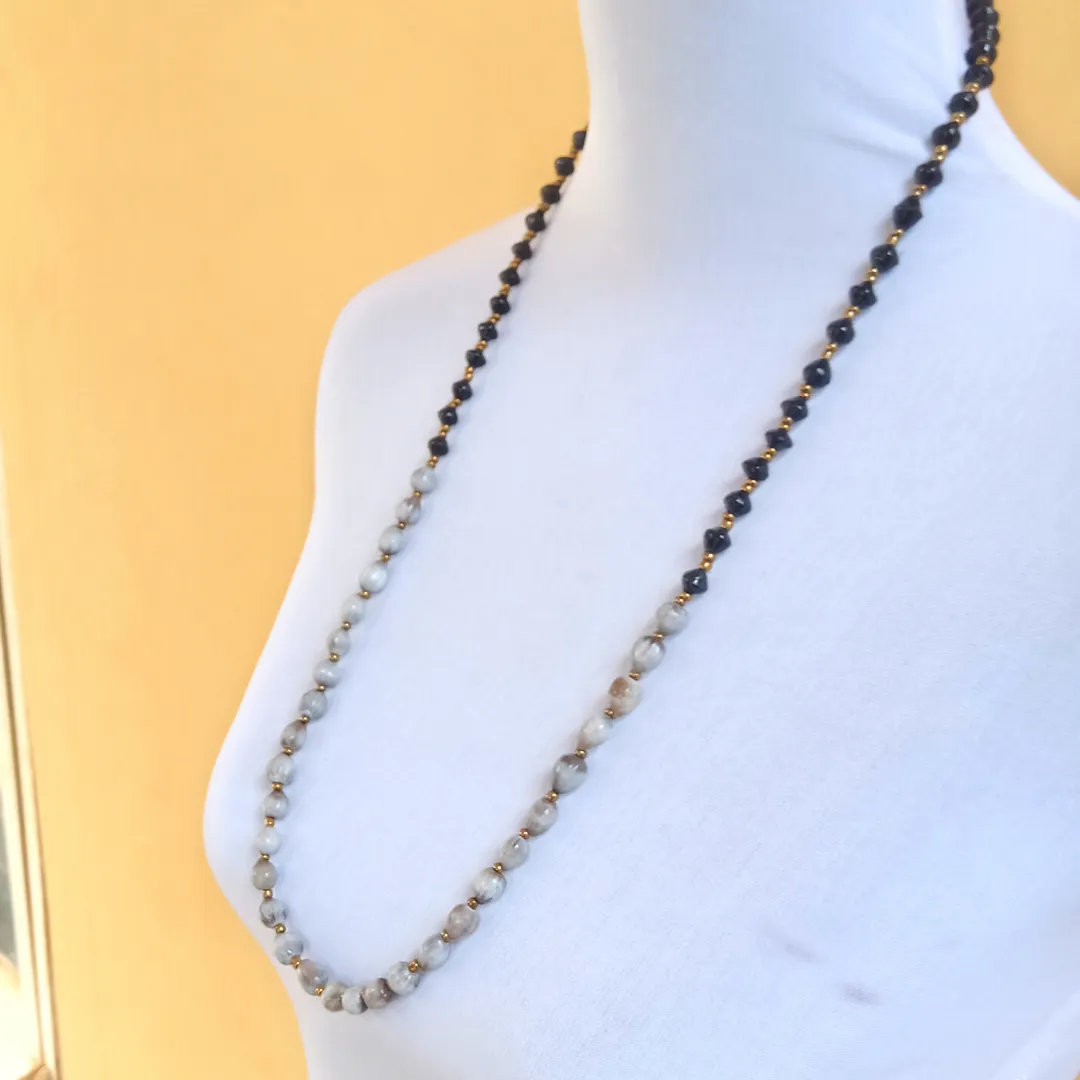Natural seed and Recycled Paper Bead Necklace
