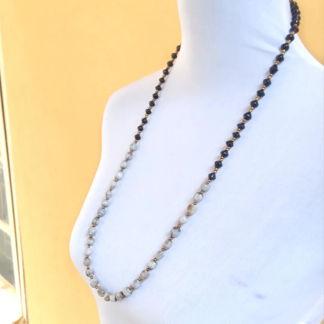 Natural seed and Recycled Paper Bead Necklace
