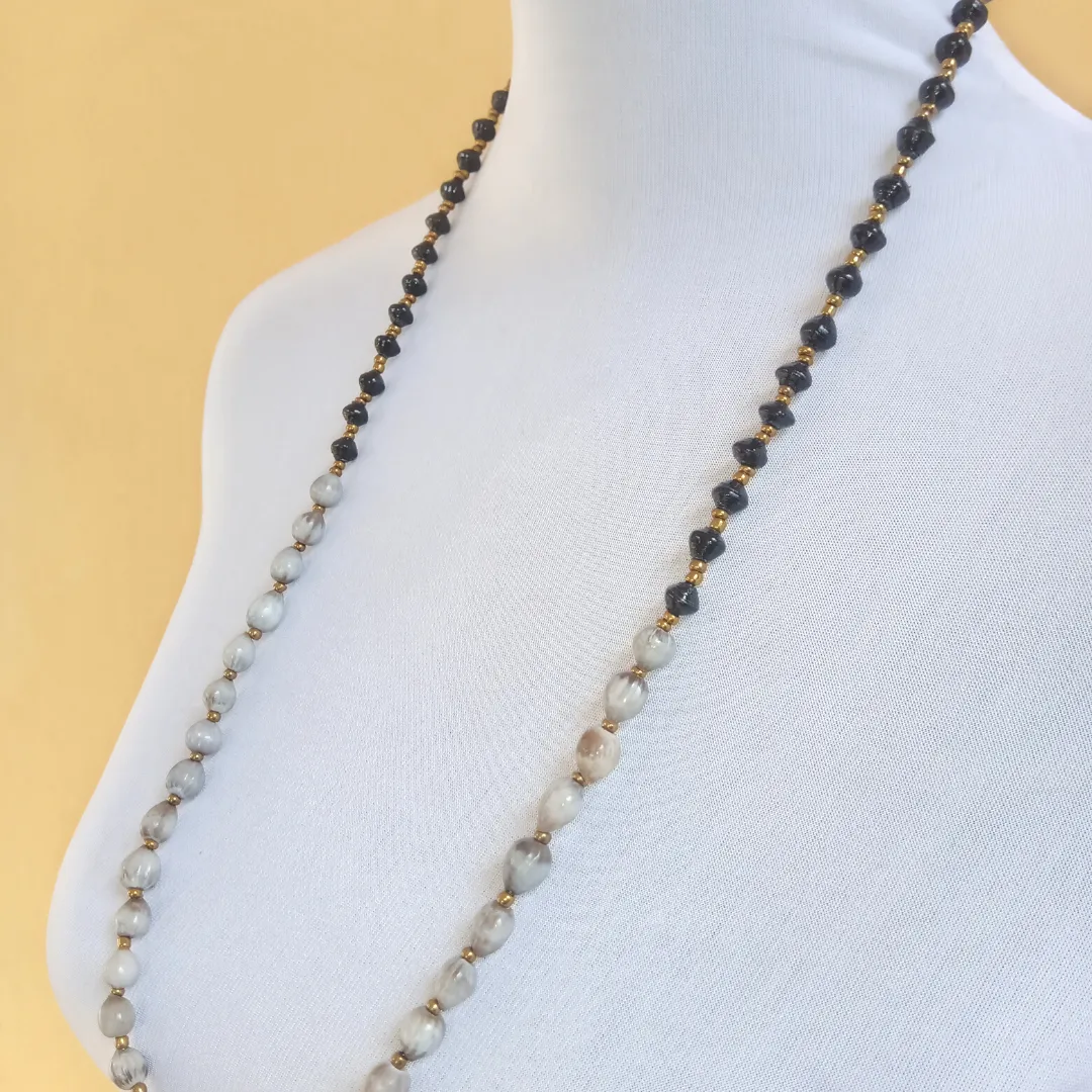 Natural seed and Recycled Paper Bead Necklace