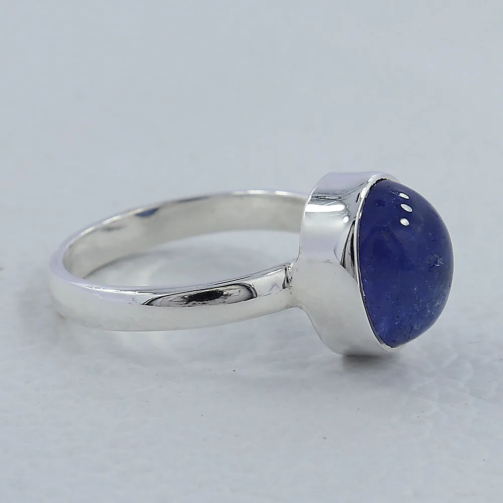 Natural Tanzanite Gemstone 925 Sterling Silver Ring