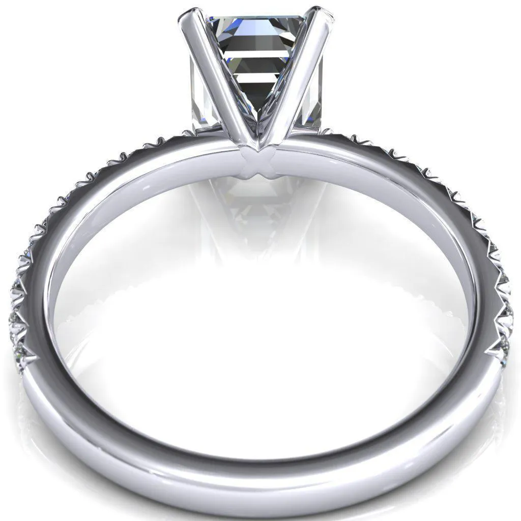 Nefili Emerald Center Stone 4 Prong 5/8 Eternity Diamond French Pave Engagement Ring