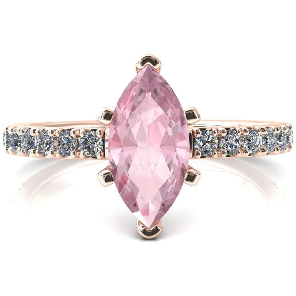 Nefili Marquise Pink Sapphire 6 Prong 5/8 Eternity Diamond French Pave Engagement Ring