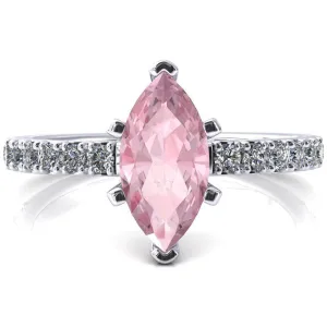 Nefili Marquise Pink Sapphire 6 Prong 5/8 Eternity Diamond French Pave Engagement Ring