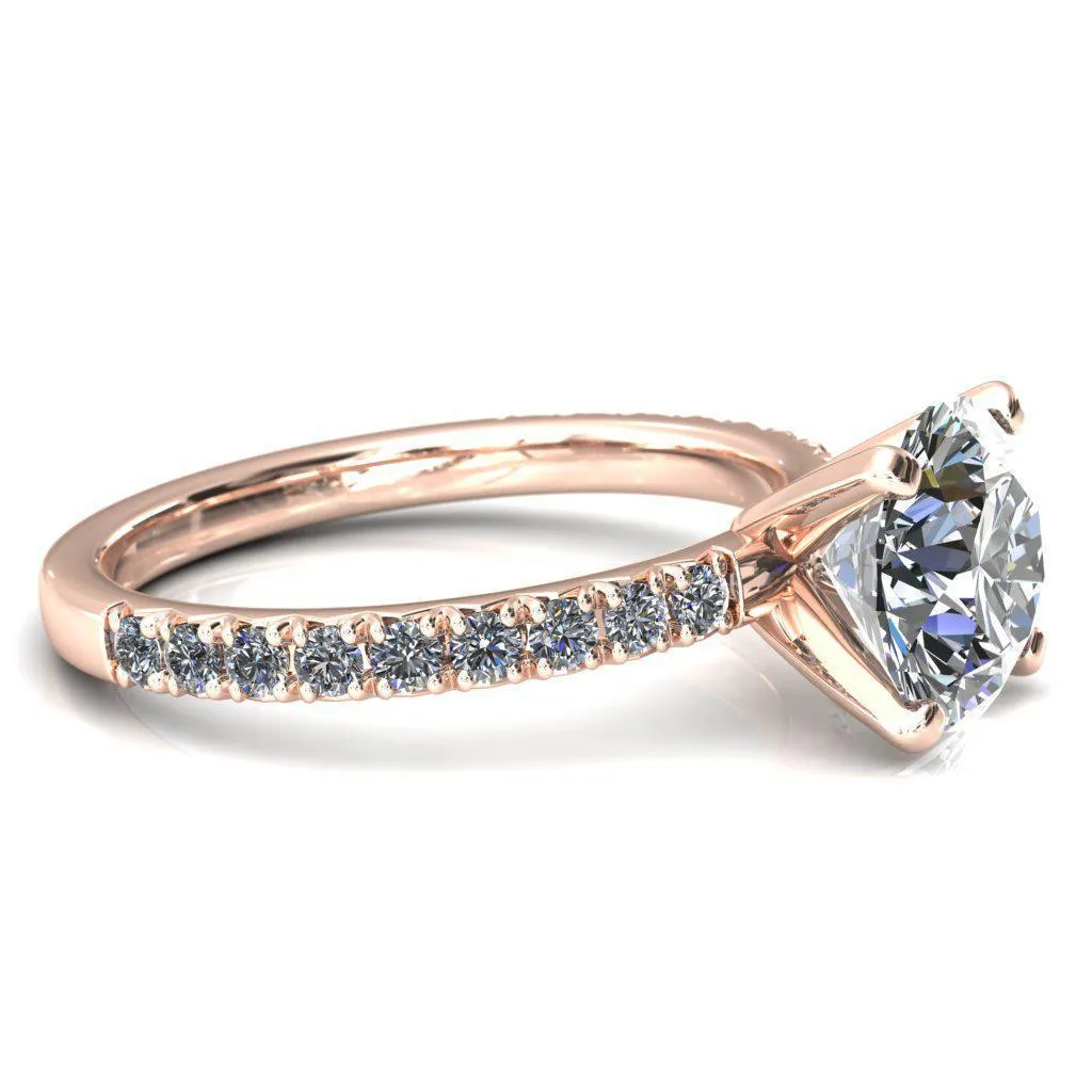 Nefili Round Center Stone 4 Prong 5/8 Eternity Diamond French Pave Engagement Ring