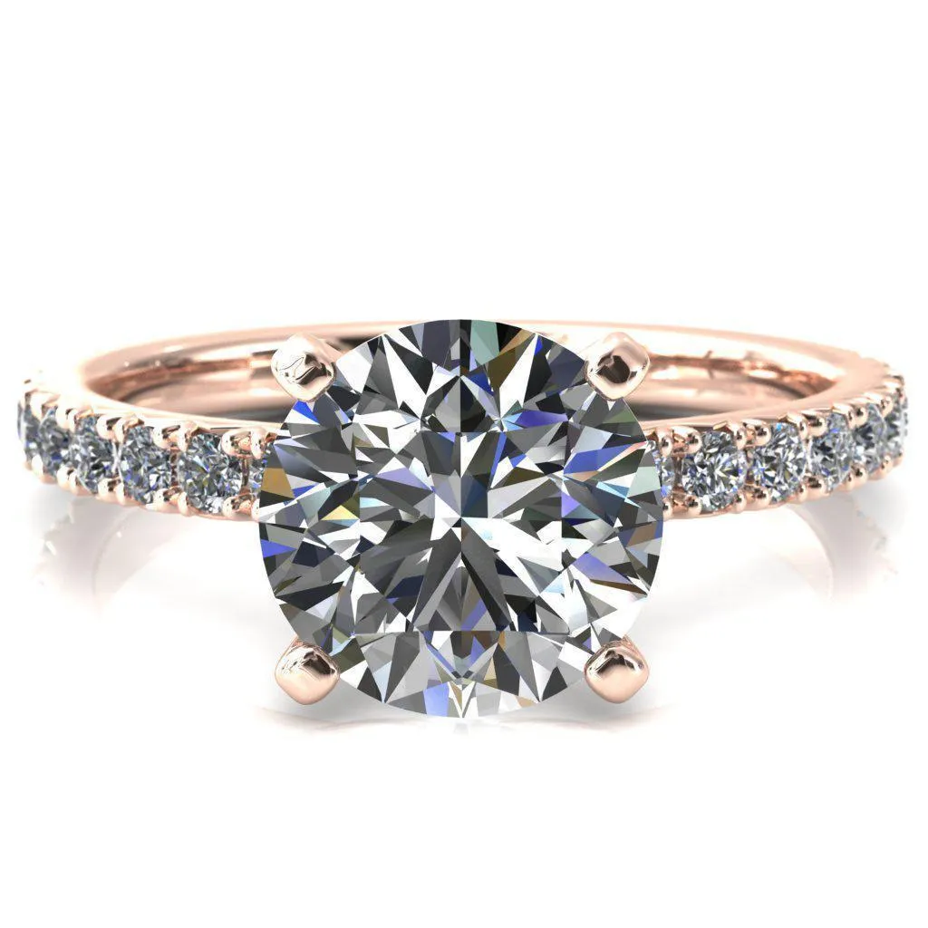 Nefili Round Center Stone 4 Prong 5/8 Eternity Diamond French Pave Engagement Ring
