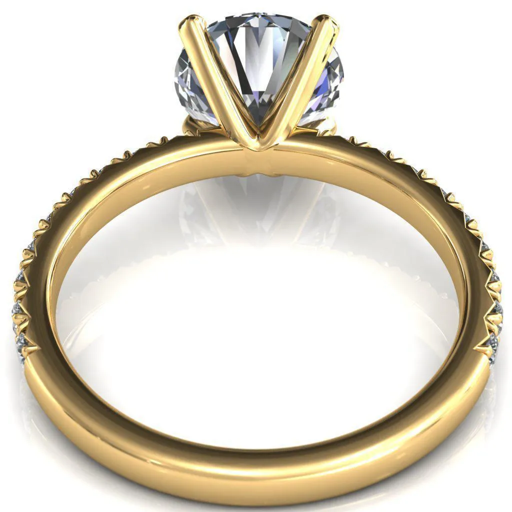 Nefili Round Center Stone 4 Prong 5/8 Eternity Diamond French Pave Engagement Ring