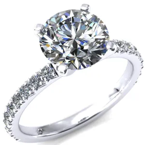 Nefili Round Center Stone 4 Prong 5/8 Eternity Diamond French Pave Engagement Ring