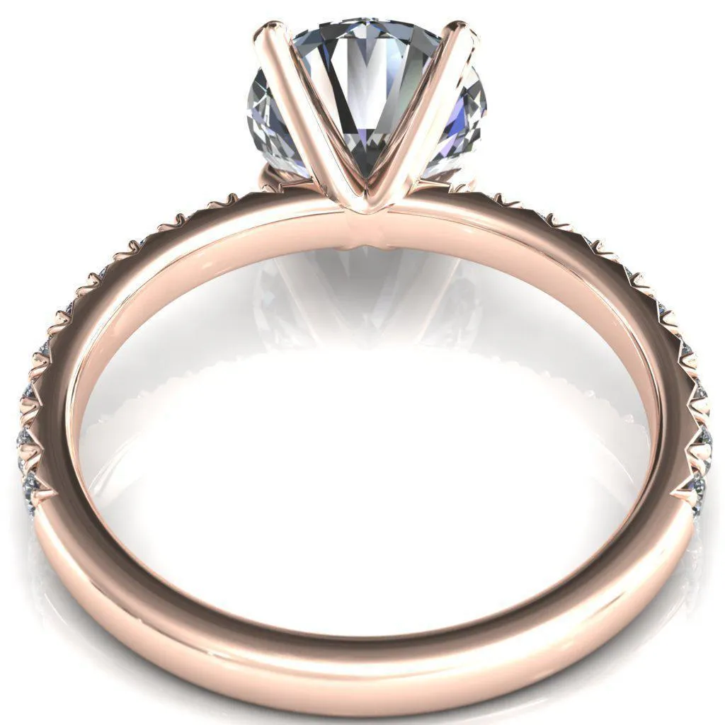 Nefili Round Center Stone 4 Prong 5/8 Eternity Diamond French Pave Engagement Ring