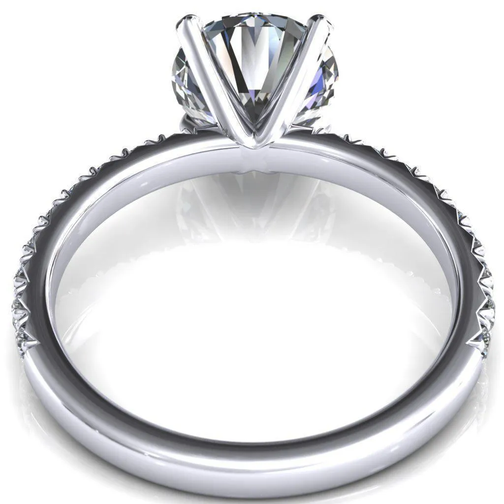 Nefili Round Center Stone 4 Prong 5/8 Eternity Diamond French Pave Engagement Ring