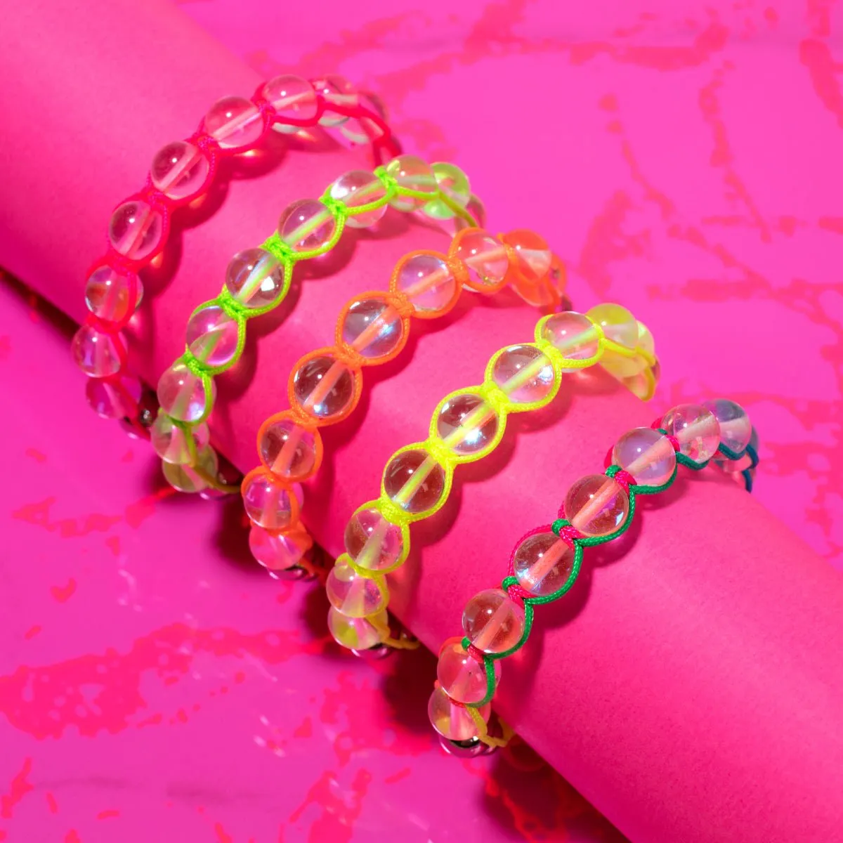 Neon Spectrum | Rainbow Supernova | Silver | Galaxy Glass Charmballa Bracelet
