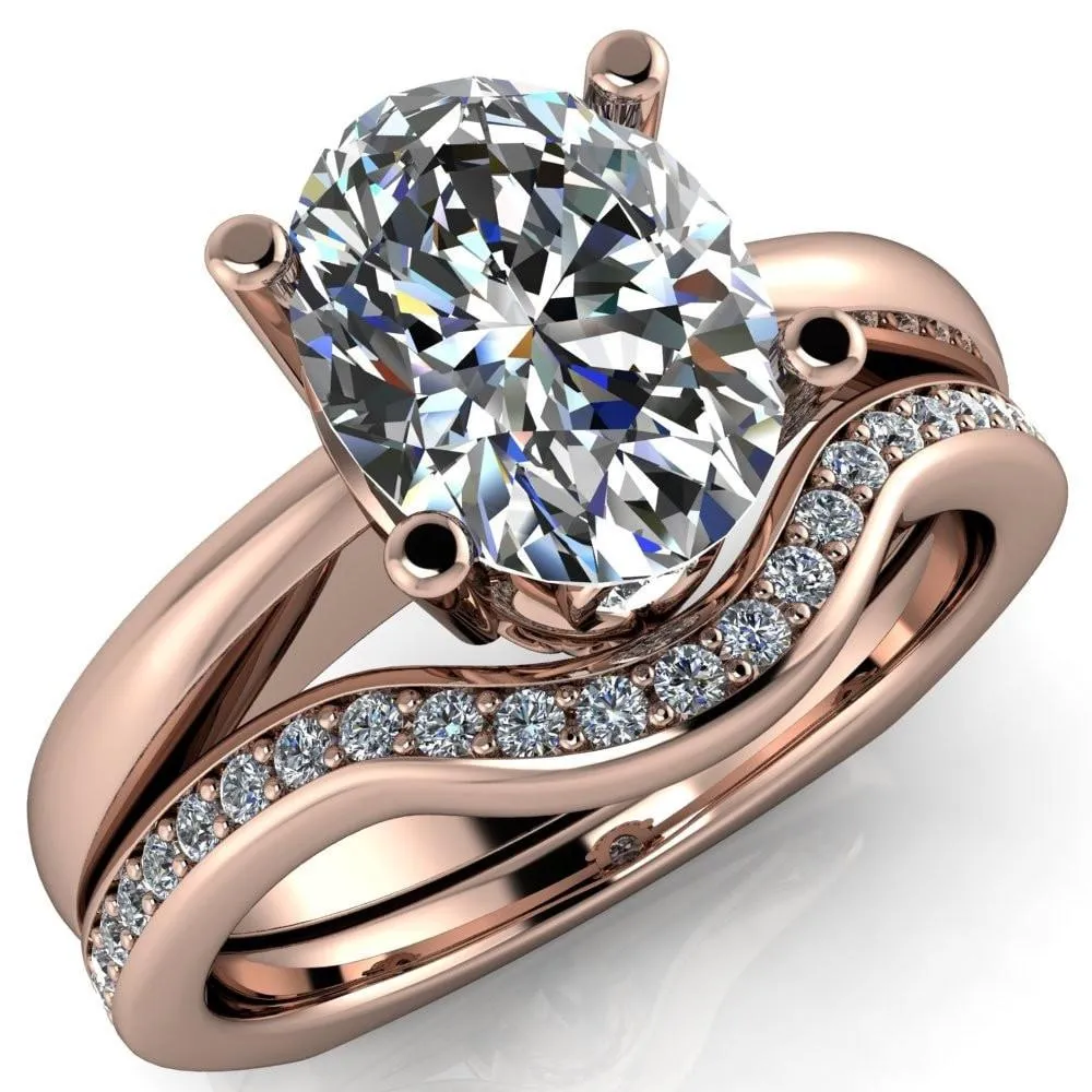 Nessie Oval Center Stone 4 Prong Basket Setting Euro Shank Ring