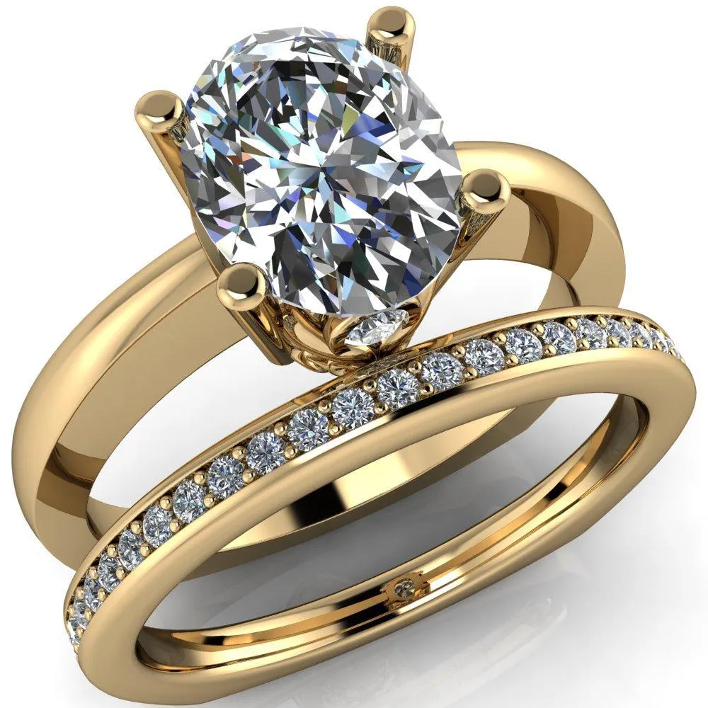 Nessie Oval Center Stone 4 Prong Basket Setting Euro Shank Ring