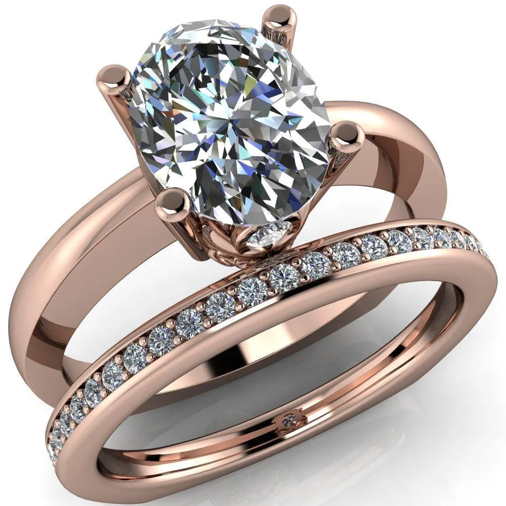 Nessie Oval Center Stone 4 Prong Basket Setting Euro Shank Ring