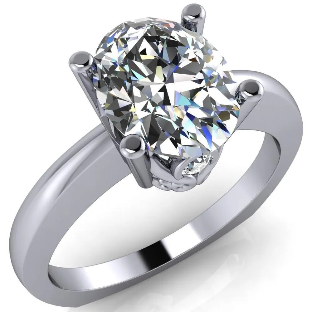Nessie Oval Center Stone 4 Prong Basket Setting Euro Shank Ring