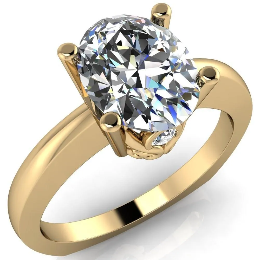 Nessie Oval Center Stone 4 Prong Basket Setting Euro Shank Ring