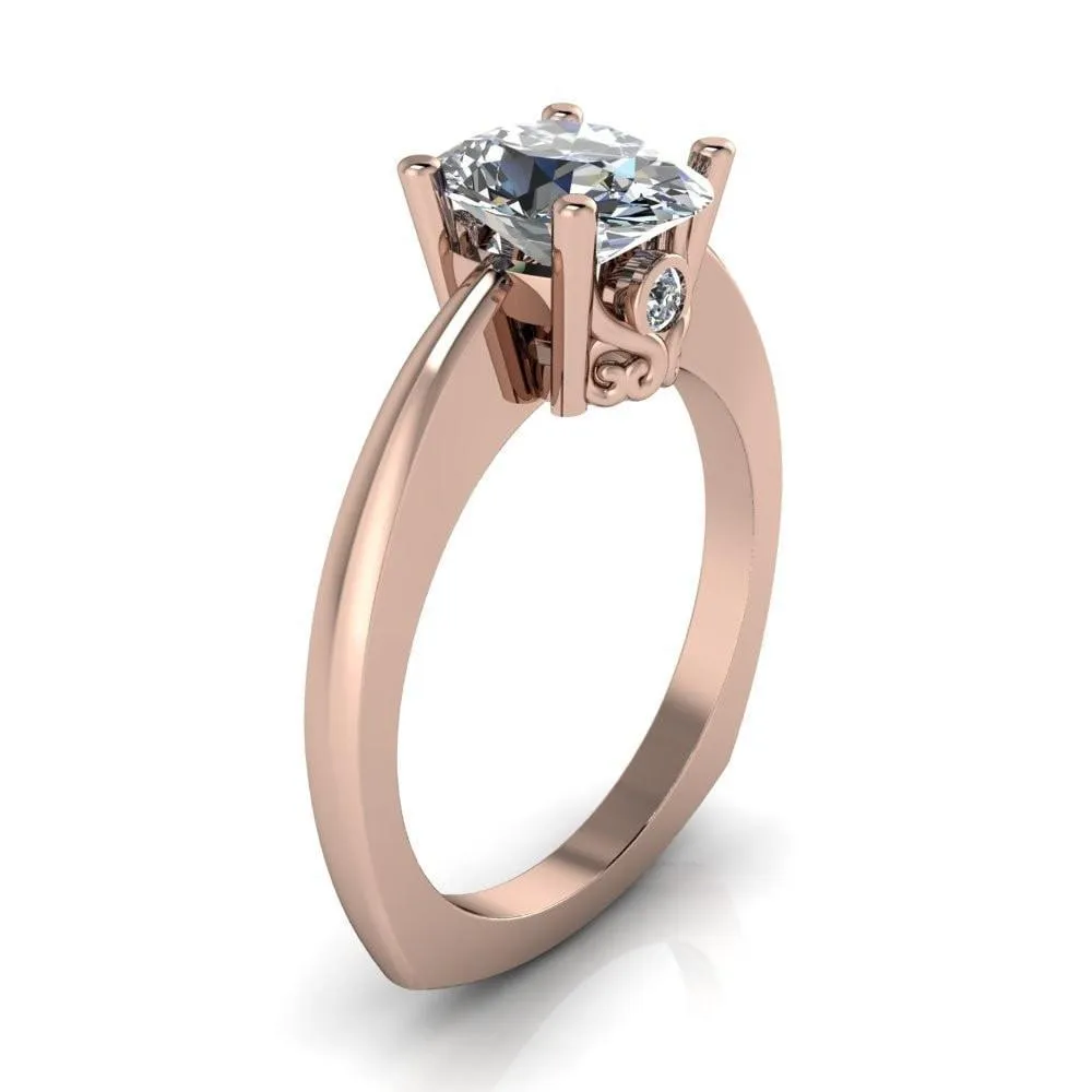 Nessie Oval Center Stone 4 Prong Basket Setting Euro Shank Ring