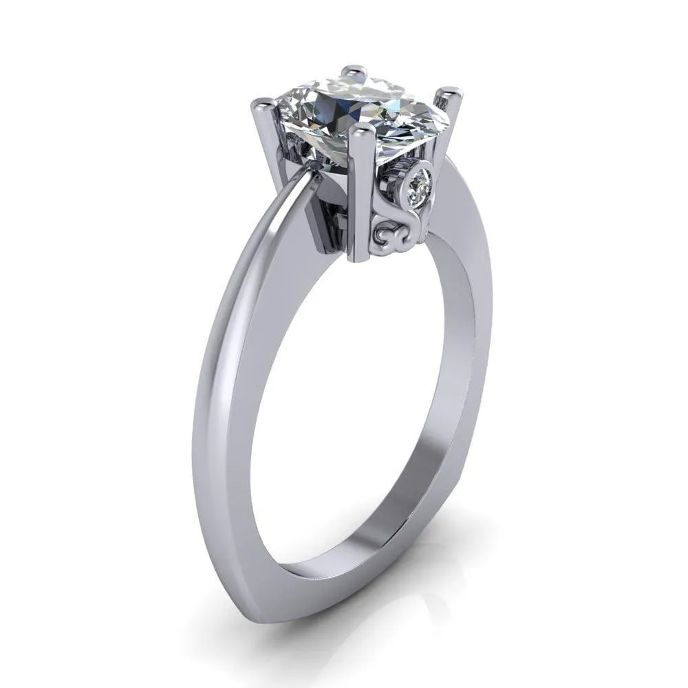 Nessie Oval Center Stone 4 Prong Basket Setting Euro Shank Ring