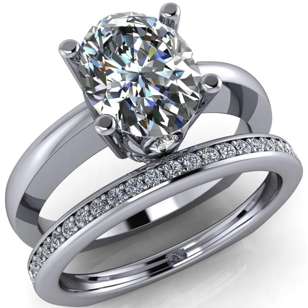 Nessie Oval Center Stone 4 Prong Basket Setting Euro Shank Ring