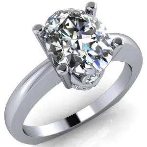 Nessie Oval Center Stone 4 Prong Basket Setting Euro Shank Ring
