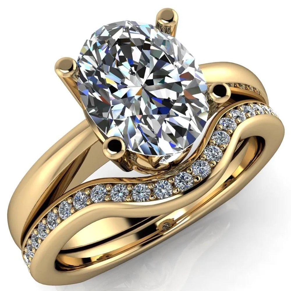 Nessie Oval Center Stone 4 Prong Basket Setting Euro Shank Ring