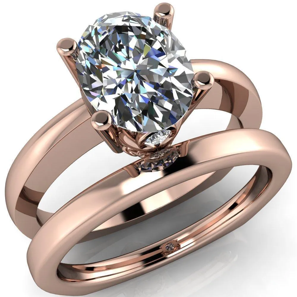 Nessie Oval Center Stone 4 Prong Basket Setting Euro Shank Ring
