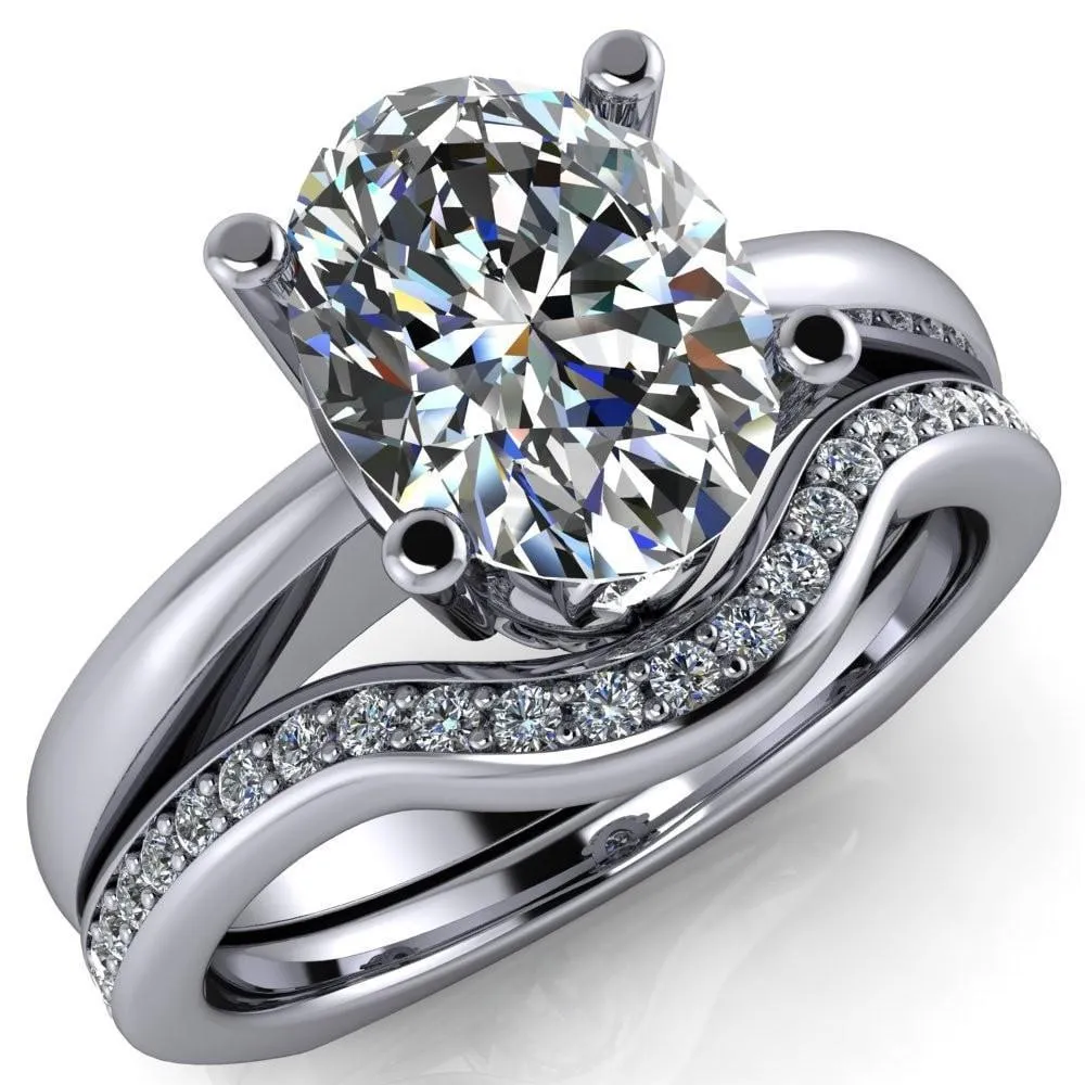 Nessie Oval Center Stone 4 Prong Basket Setting Euro Shank Ring