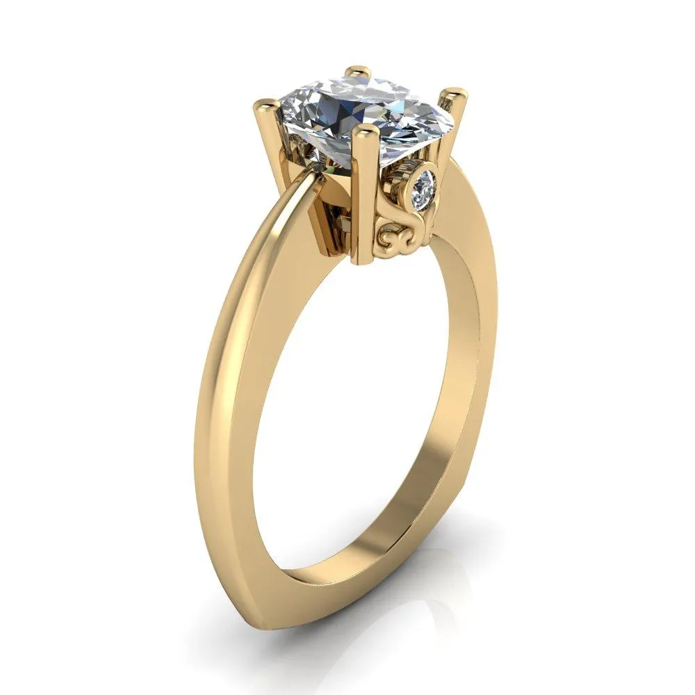 Nessie Oval Center Stone 4 Prong Basket Setting Euro Shank Ring