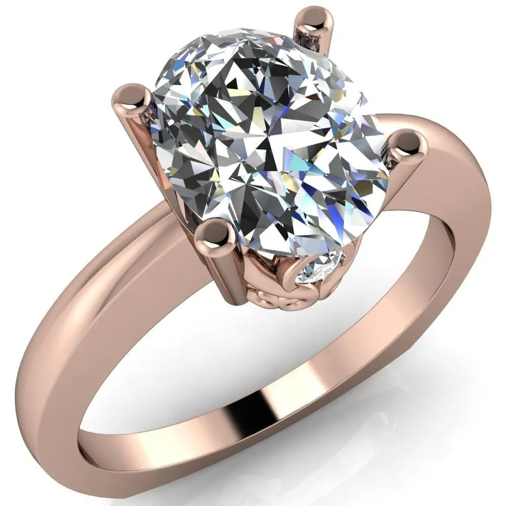 Nessie Oval Center Stone 4 Prong Basket Setting Euro Shank Ring