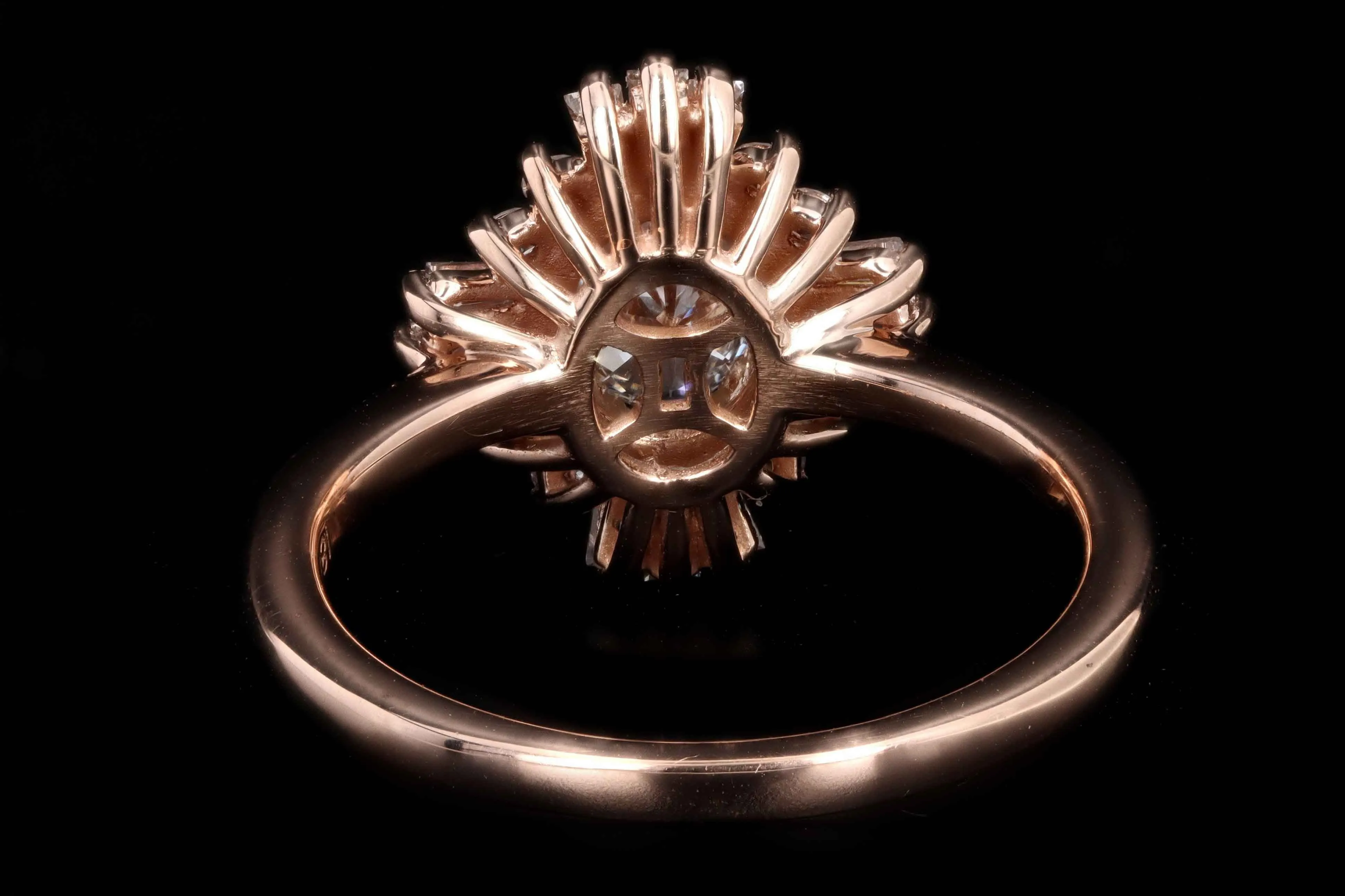 New 14K Rose Gold .48 Carat Oval Diamond Fan Engagement Ring