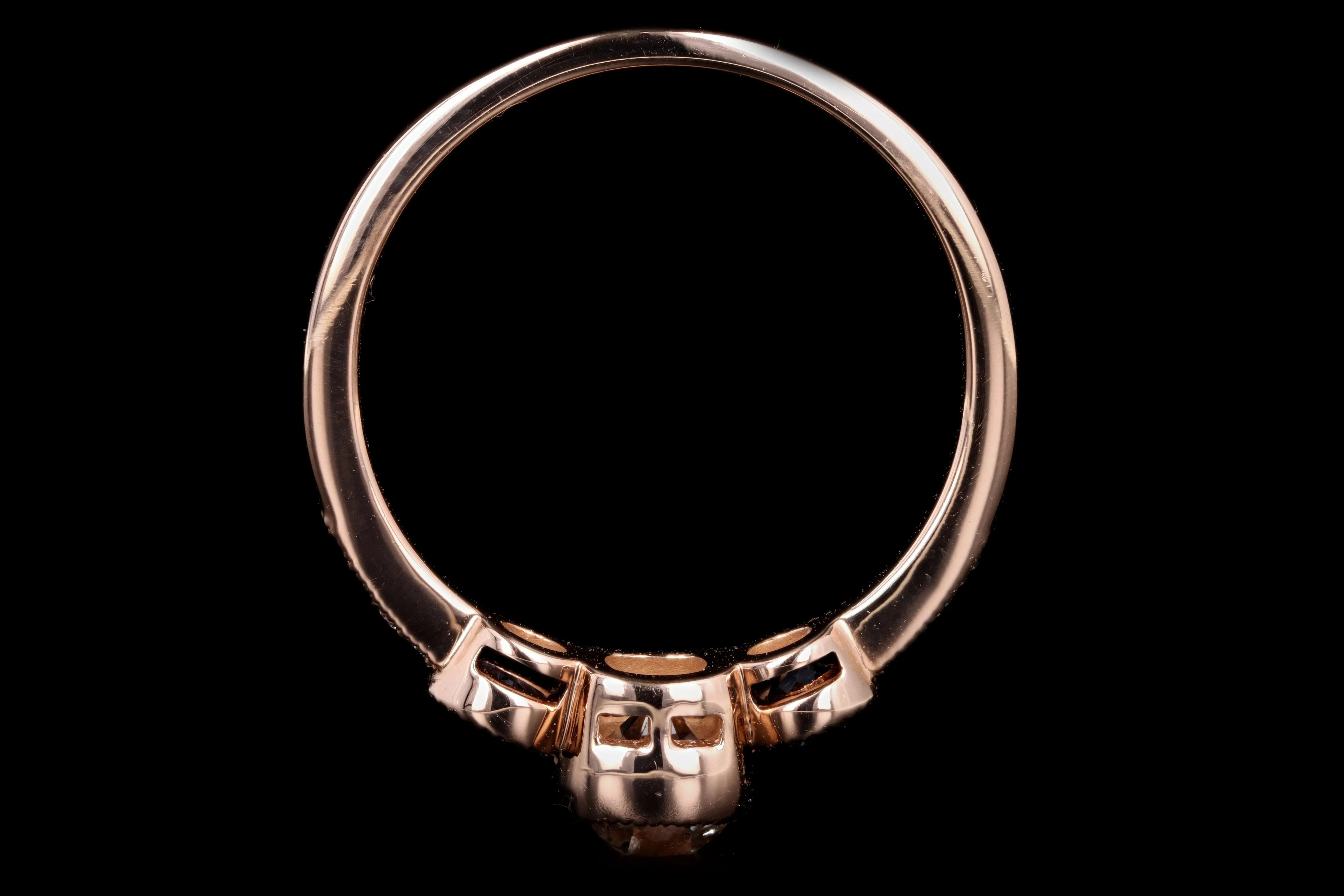 New 18K Rose Gold .81 Carat Old Mine Diamond & Yogo Gulch Sapphire Ring