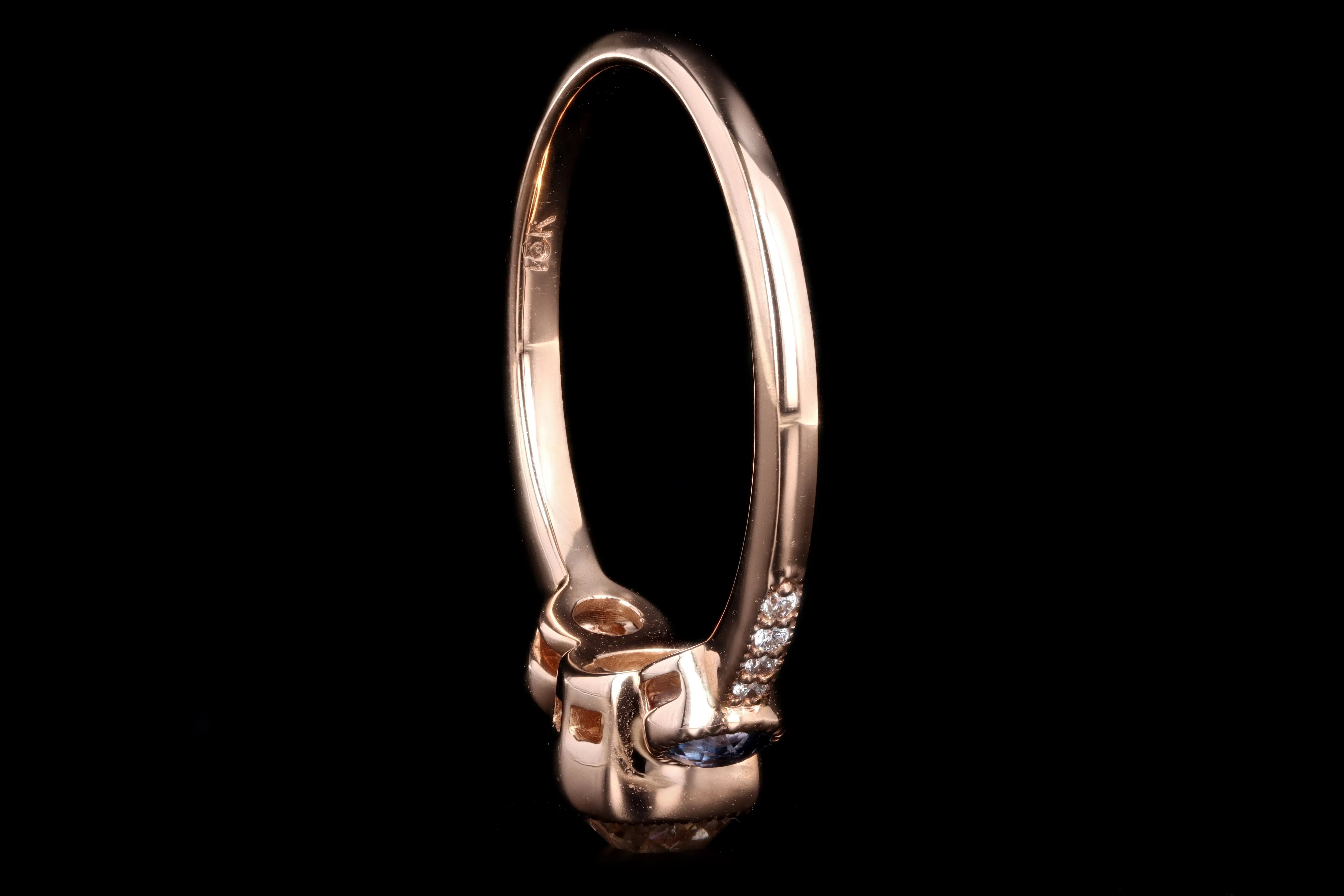 New 18K Rose Gold .81 Carat Old Mine Diamond & Yogo Gulch Sapphire Ring