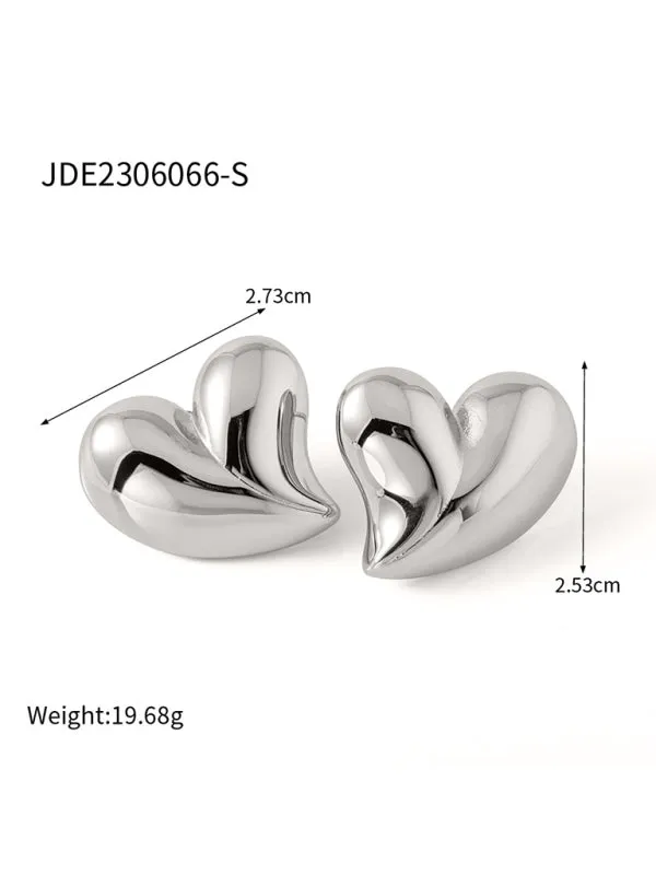 New style simple silver non-fading large heart-shaped earrings/necklace