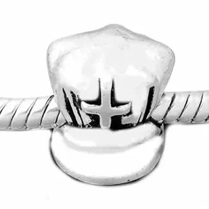 Nurse Cap with Cross European Bead Compatible for Most European Snake Chain Bracelet
