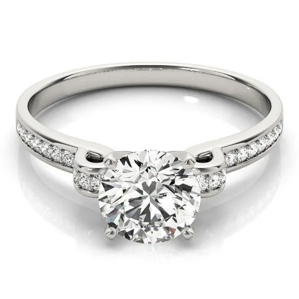 Oakley Round Center Stone Diamond Loop Channel Two-Tone Engagement Ring