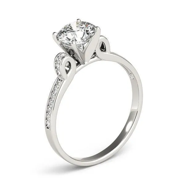 Oakley Round Center Stone Diamond Loop Channel Two-Tone Engagement Ring