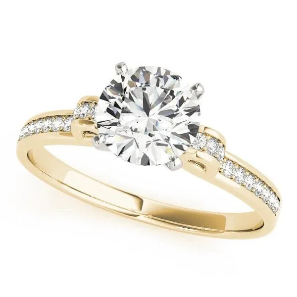 Oakley Round Center Stone Diamond Loop Channel Two-Tone Engagement Ring