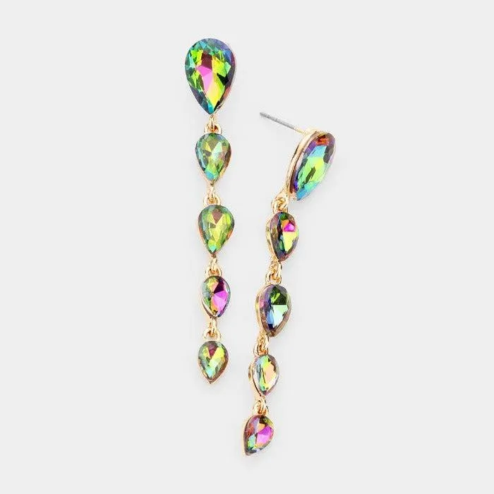 Oil Spill Crystal Teardrop Dangle Earrings