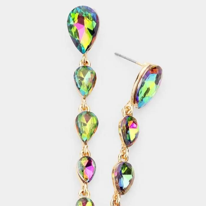 Oil Spill Crystal Teardrop Dangle Earrings