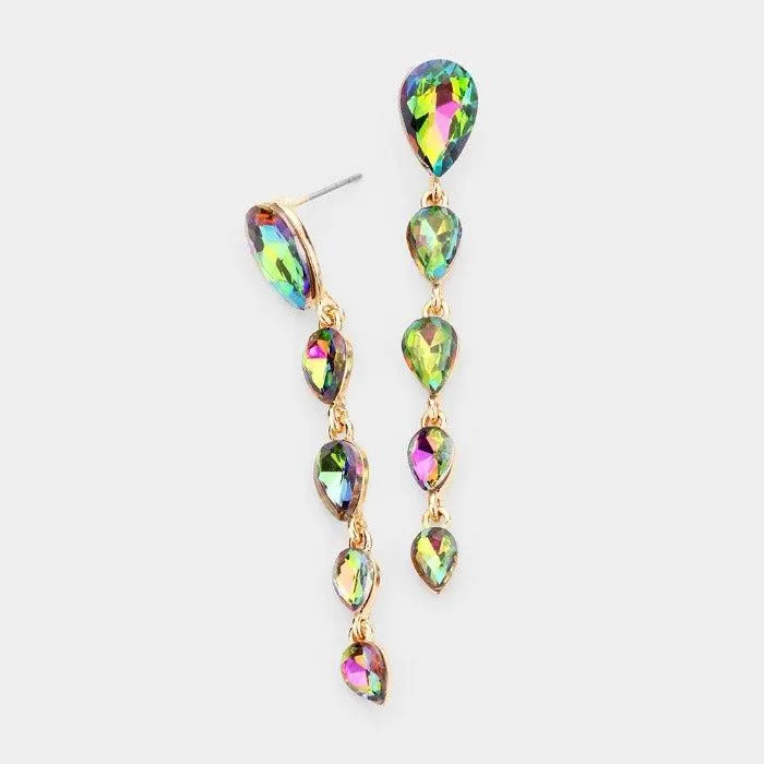 Oil Spill Crystal Teardrop Dangle Earrings